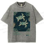 Unisex Yayoi Kusama Turtles Printed Washed Tee