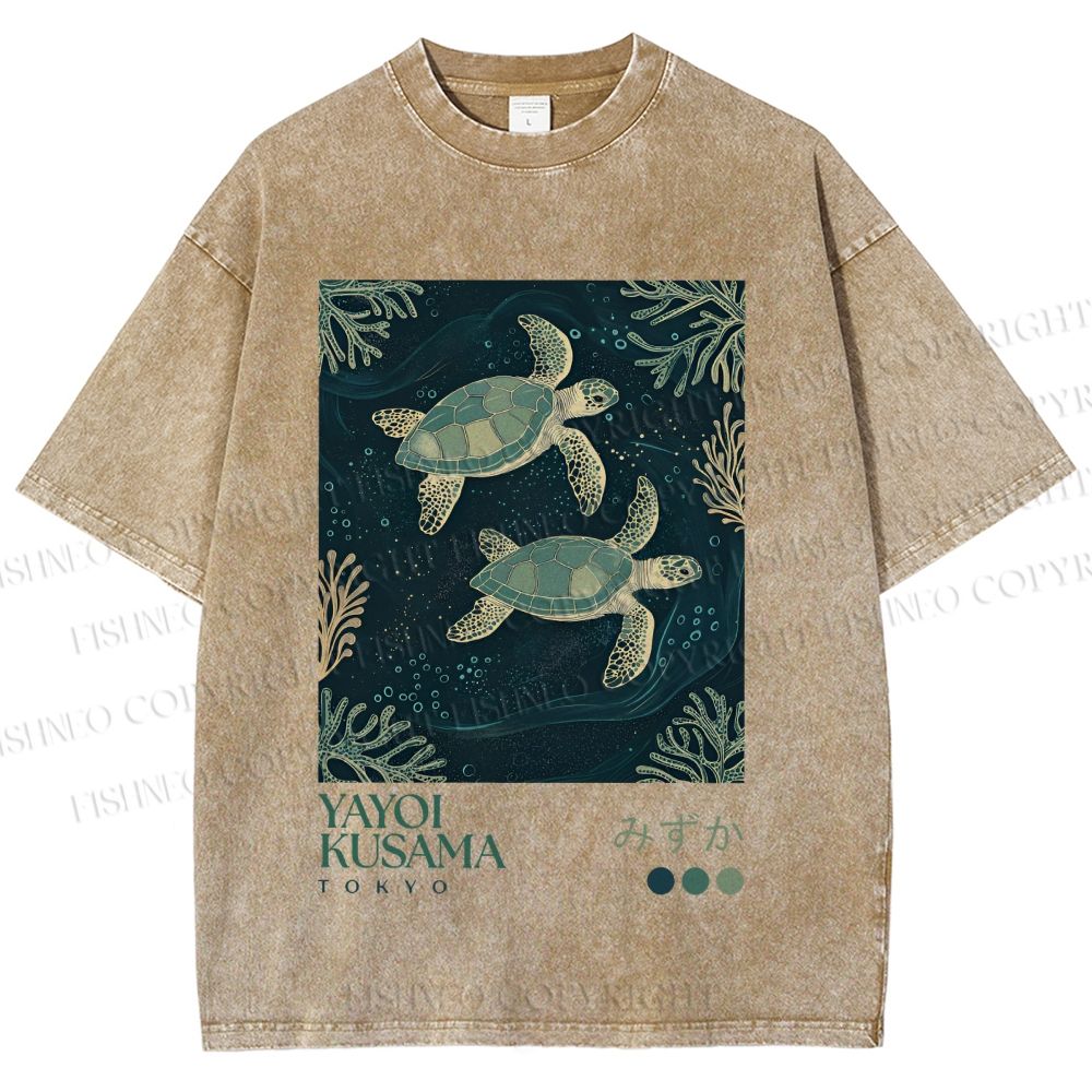 Unisex Yayoi Kusama Turtles Printed Washed Tee