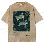 Unisex Yayoi Kusama Turtles Printed Washed Tee