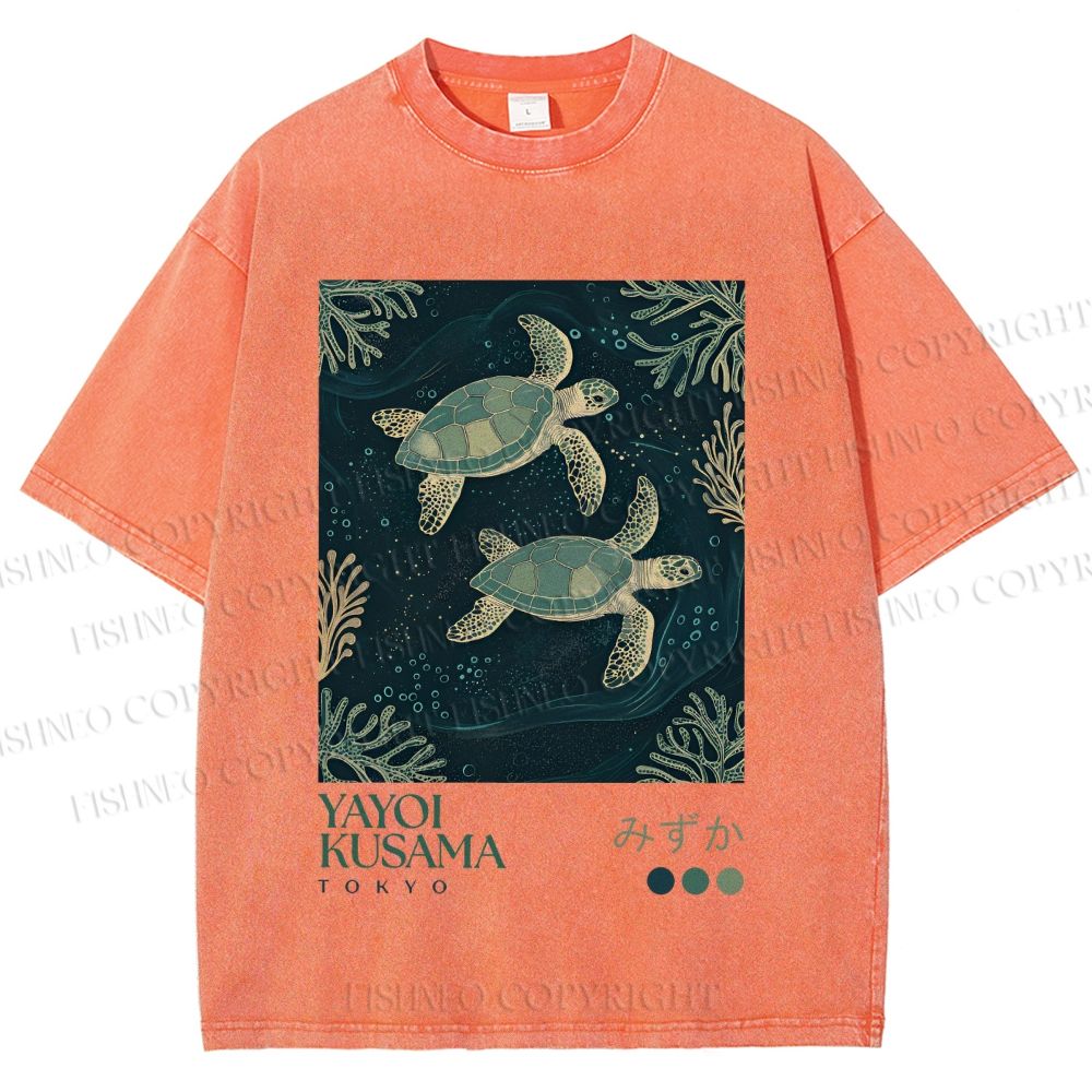Unisex Yayoi Kusama Turtles Printed Washed Tee