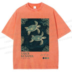 Unisex Yayoi Kusama Turtles Printed Washed Tee