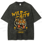 Unisex Wild Hits Tiger Printed Washed Tee