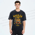 Unisex Wild Hits Tiger Printed Washed Tee
