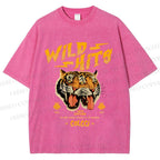 Unisex Wild Hits Tiger Printed Washed Tee