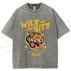 Unisex Wild Hits Tiger Printed Washed Tee