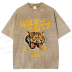 Unisex Wild Hits Tiger Printed Washed Tee