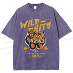 Unisex Wild Hits Tiger Printed Washed Tee