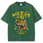 Unisex Wild Hits Tiger Printed Washed Tee