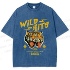 Unisex Wild Hits Tiger Printed Washed Tee
