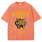 Unisex Wild Hits Tiger Printed Washed Tee