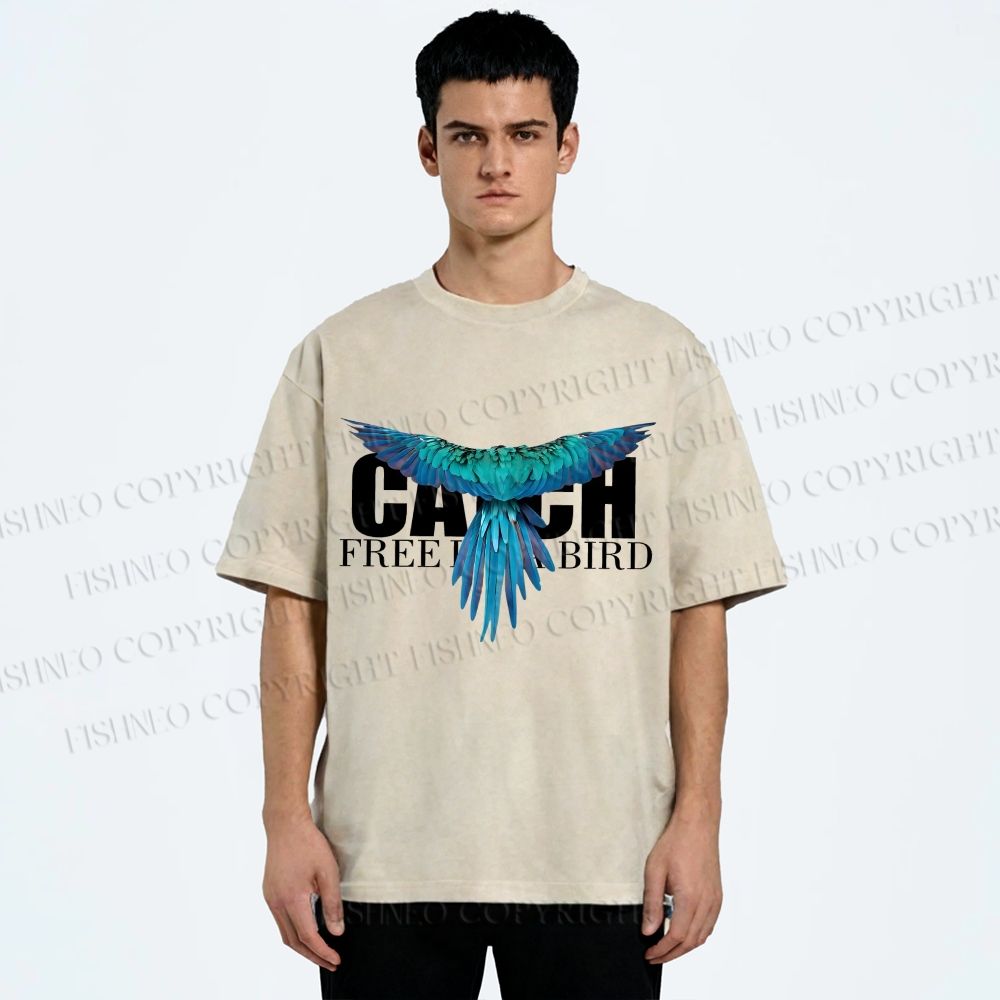 Unisex Free Bird Printed Washed Tee