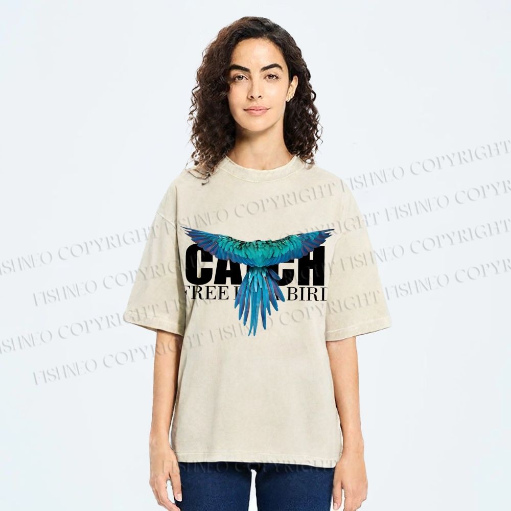 Unisex Free Bird Printed Washed Tee