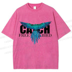 Unisex Free Bird Printed Washed Tee