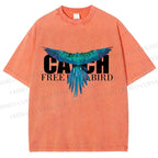 Unisex Free Bird Printed Washed Tee