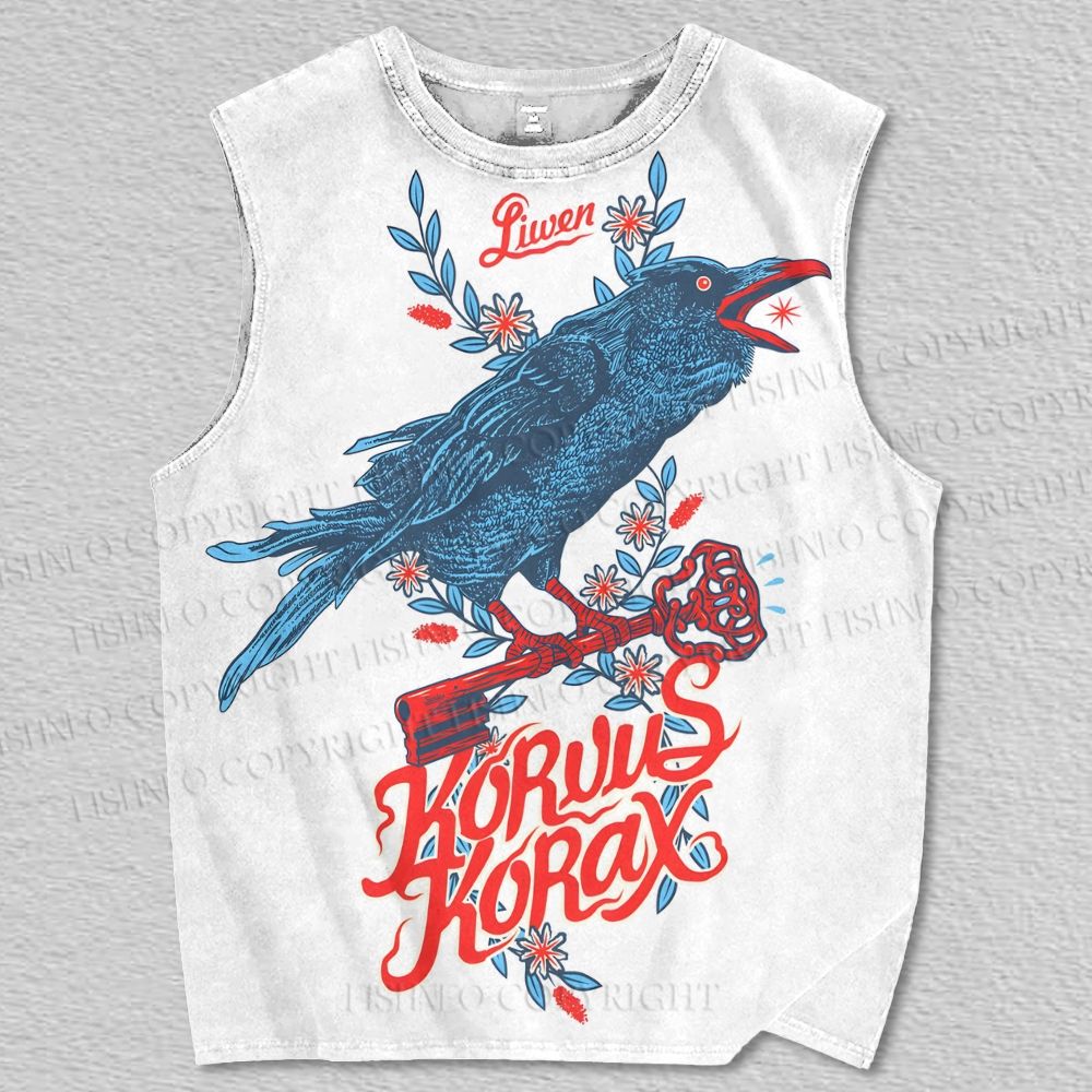 Unisex Raven Printed Tank Top