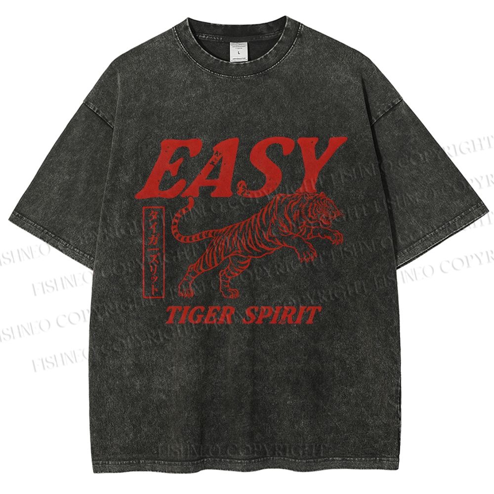 Unisex Tiger Spirit Printed Washed Tee