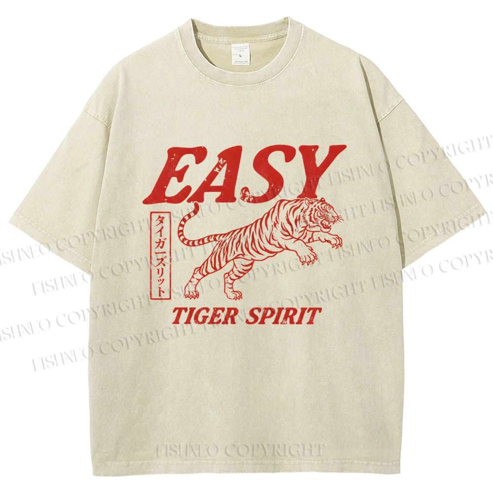 Unisex Tiger Spirit Printed Washed Tee