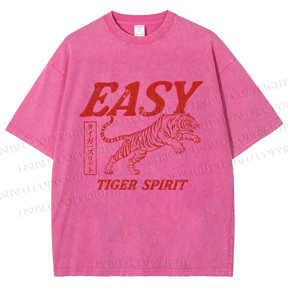 Unisex Tiger Spirit Printed Washed Tee