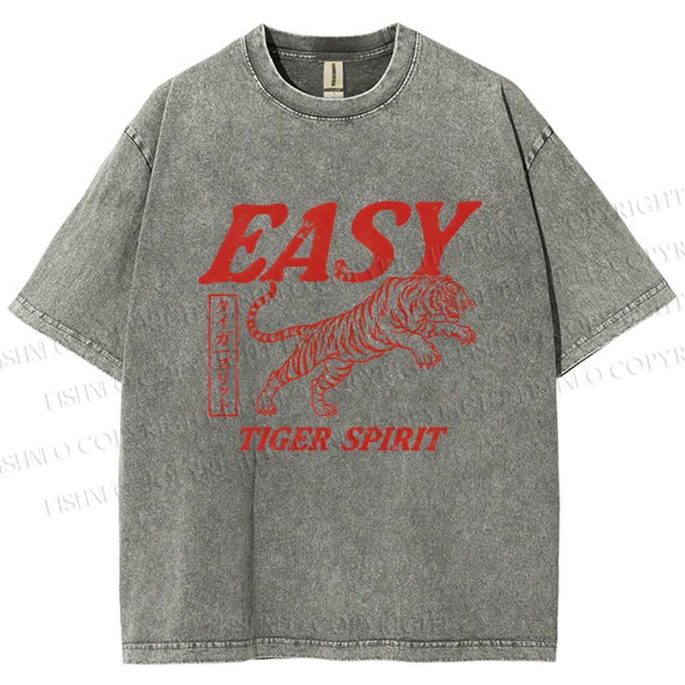 Unisex Tiger Spirit Printed Washed Tee