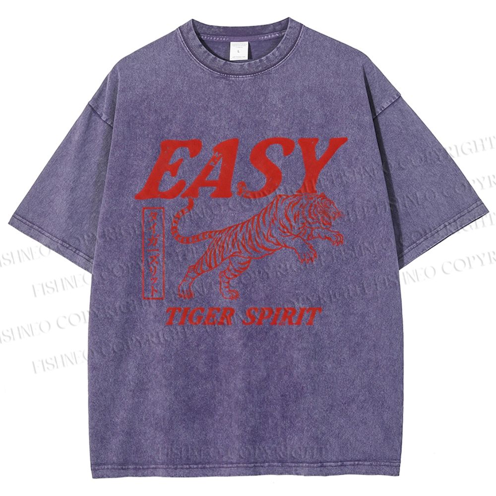 Unisex Tiger Spirit Printed Washed Tee