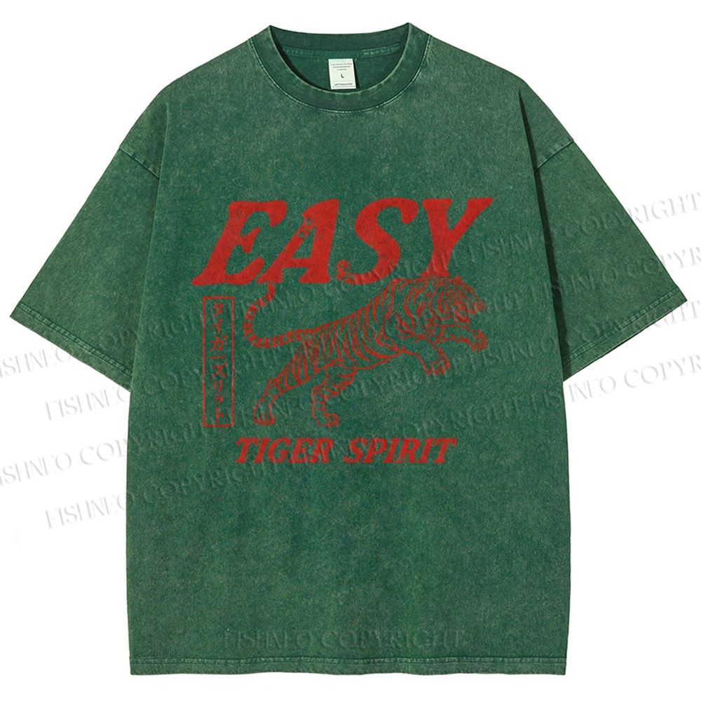 Unisex Tiger Spirit Printed Washed Tee