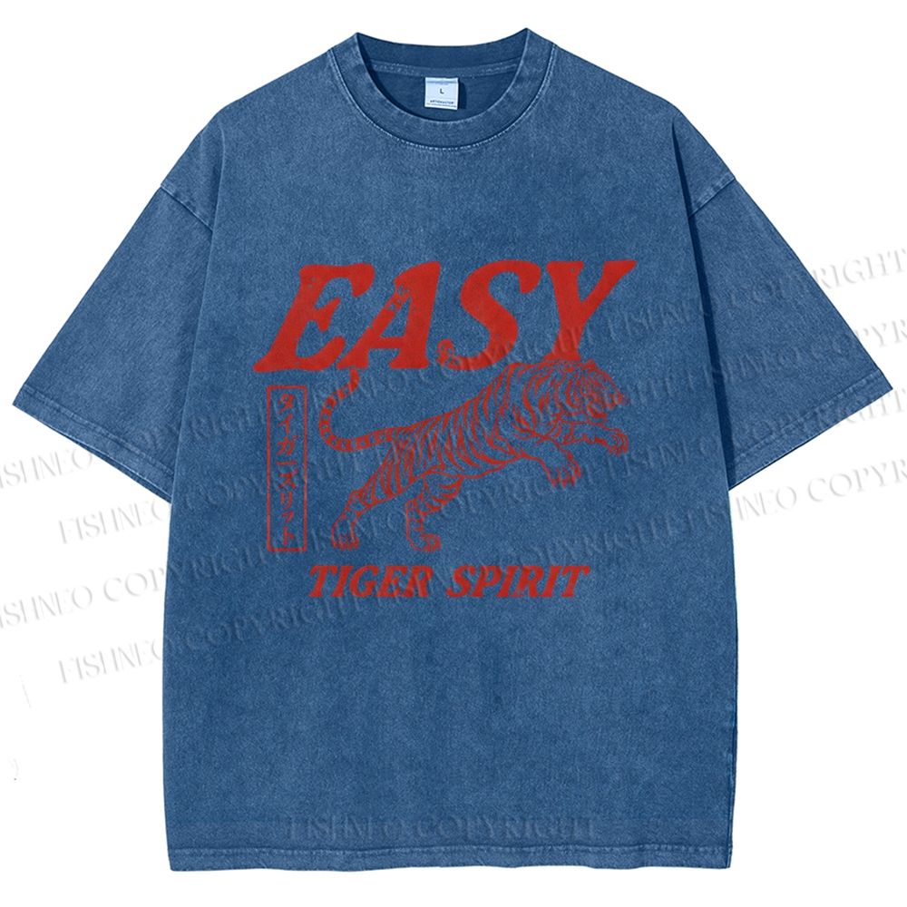 Unisex Tiger Spirit Printed Washed Tee