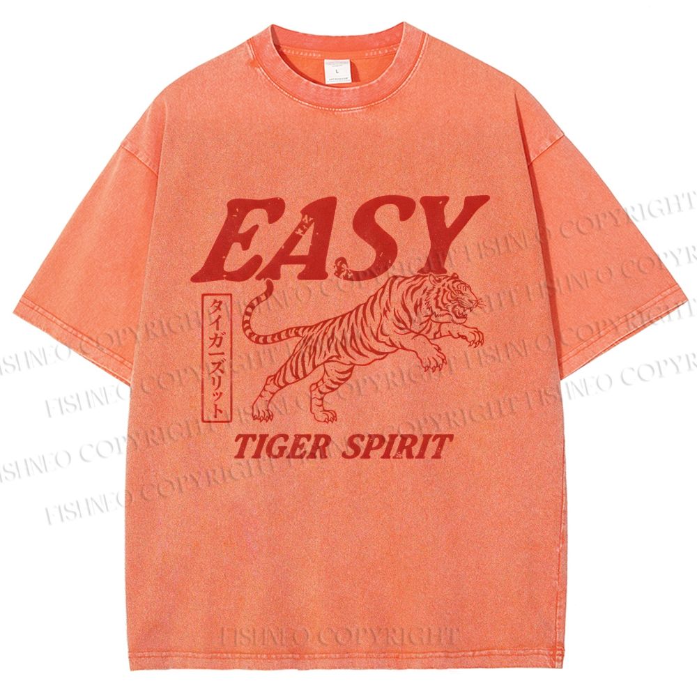 Unisex Tiger Spirit Printed Washed Tee