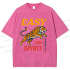 Unisex Tiger Spirit Printed Washed Tee