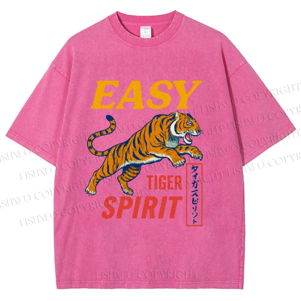 Unisex Tiger Spirit Printed Washed Tee