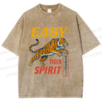 Unisex Tiger Spirit Printed Washed Tee