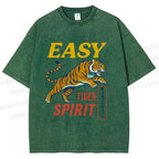 Unisex Tiger Spirit Printed Washed Tee