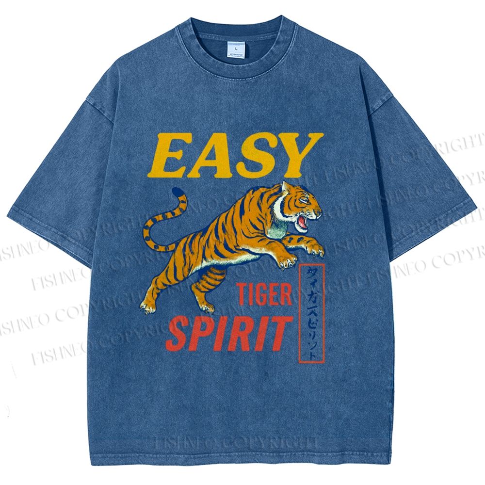 Unisex Tiger Spirit Printed Washed Tee