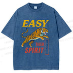 Unisex Tiger Spirit Printed Washed Tee