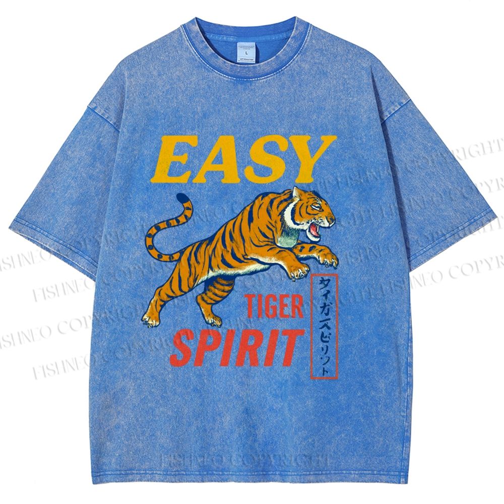 Unisex Tiger Spirit Printed Washed Tee