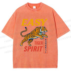 Unisex Tiger Spirit Printed Washed Tee