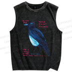 Unisex Give Me Bird Printed Washed Tank Top
