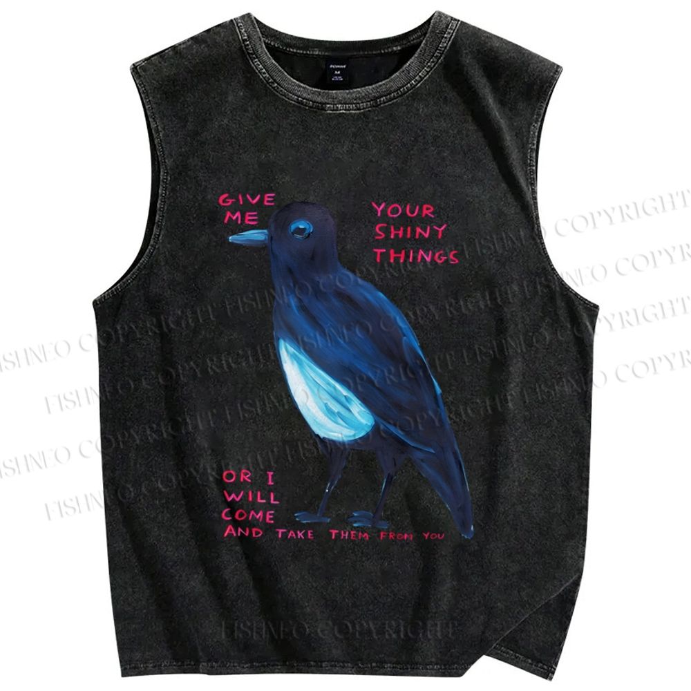 Unisex Give Me Bird Printed Washed Tank Top