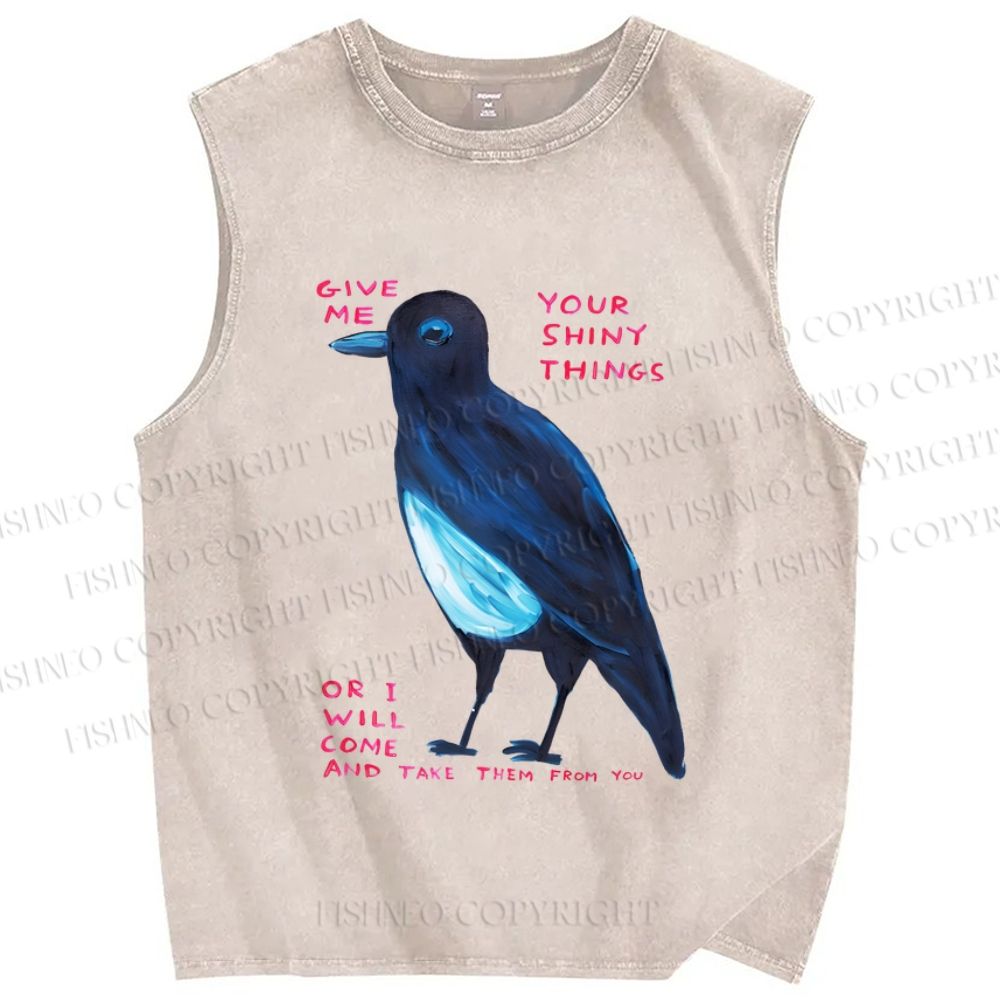 Unisex Give Me Bird Printed Washed Tank Top