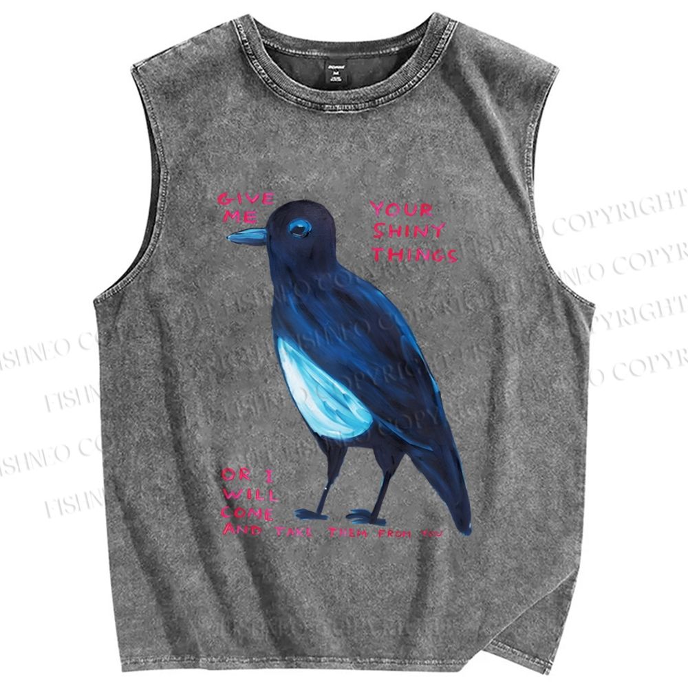 Unisex Give Me Bird Printed Washed Tank Top