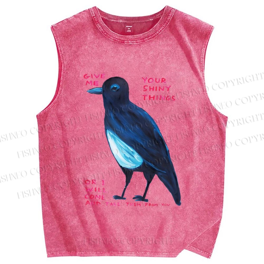 Unisex Give Me Bird Printed Washed Tank Top