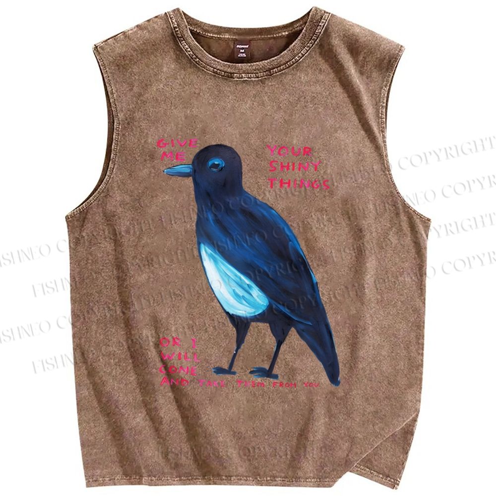 Unisex Give Me Bird Printed Washed Tank Top