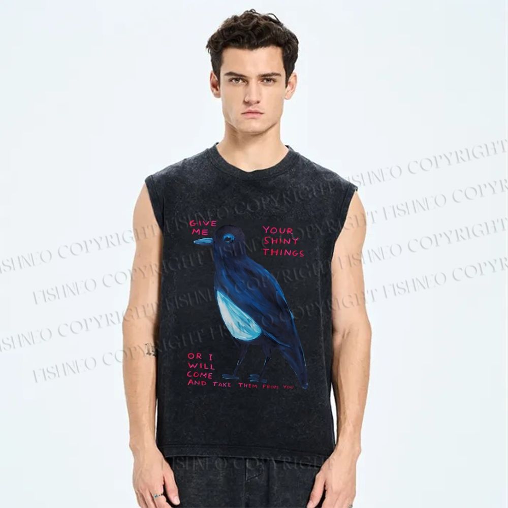 Unisex Give Me Bird Printed Washed Tank Top