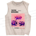 Unisex Yayoi Kusama Polka Dot Fish Printed Washed Tank Top