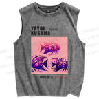 Unisex Yayoi Kusama Polka Dot Fish Printed Washed Tank Top