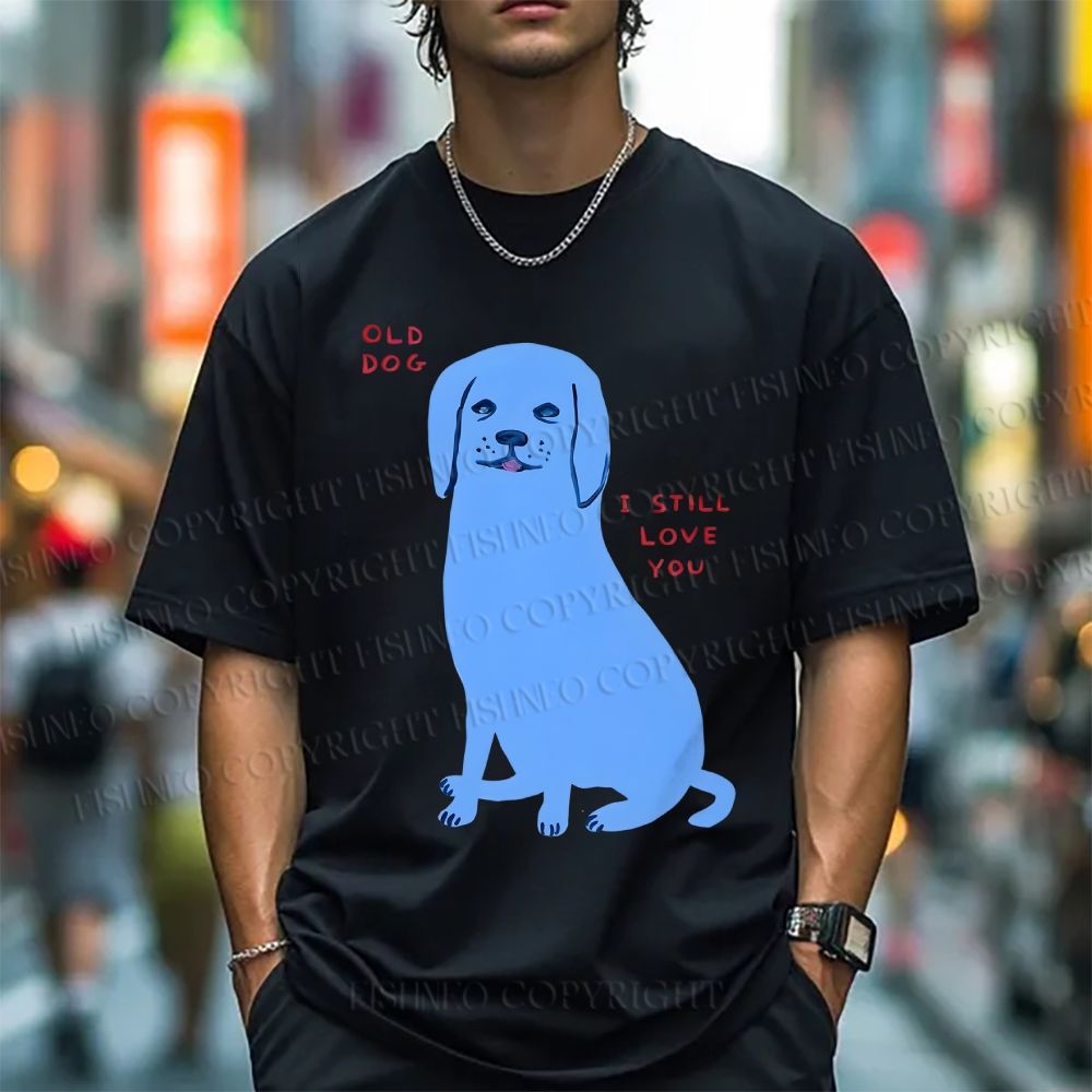 Unisex Classic Cotton Old Dog Printed T-shirt