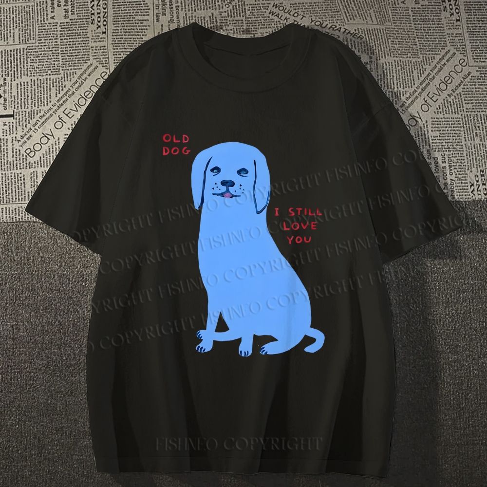 Unisex Classic Cotton Old Dog Printed T-shirt