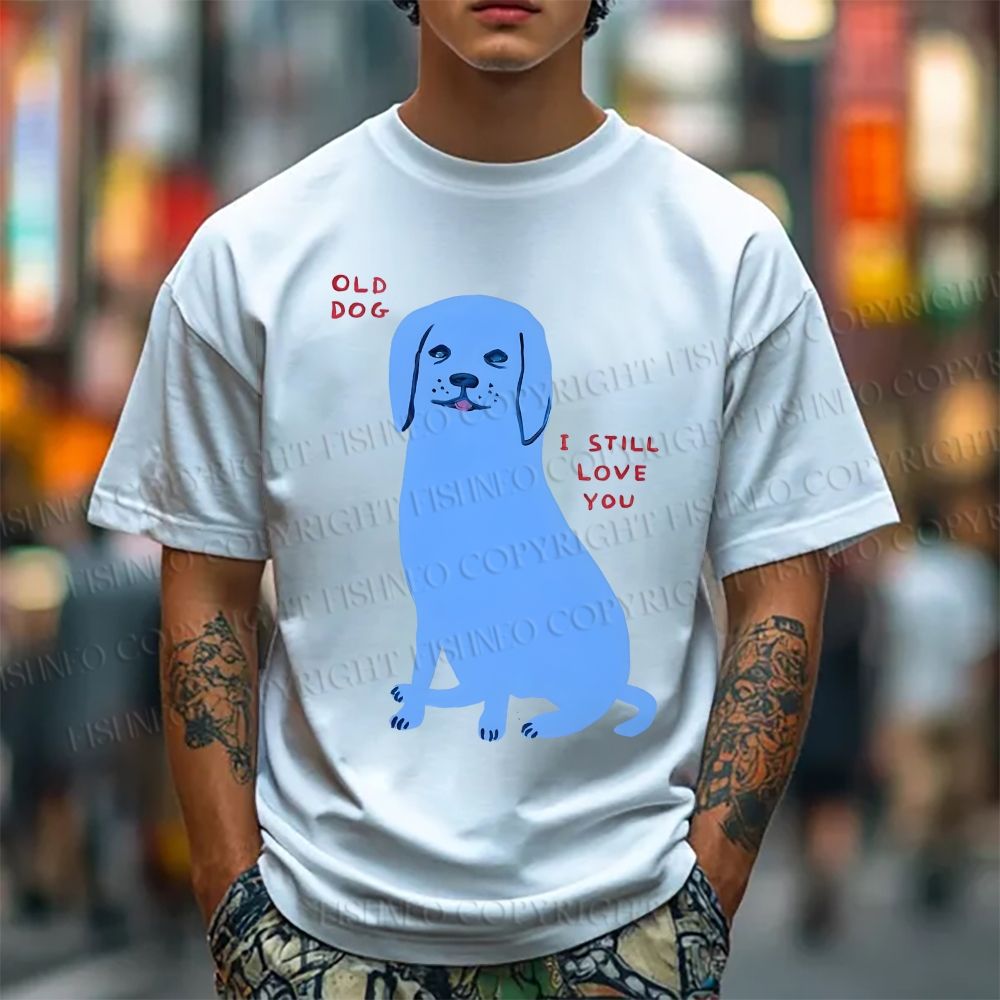 Unisex Classic Cotton Old Dog Printed T-shirt