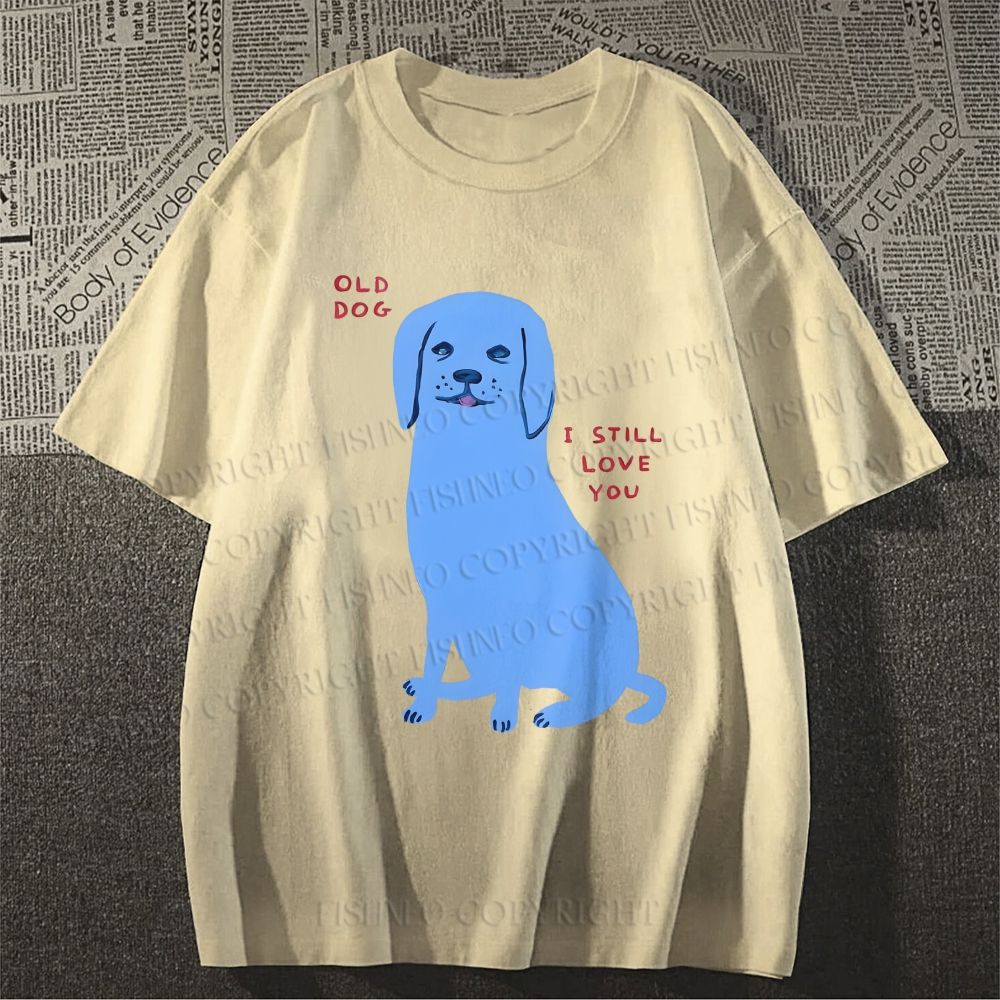 Unisex Classic Cotton Old Dog Printed T-shirt