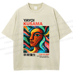 Unisex Yayoi Kusama Polka Dot Face Printed Washed Tee