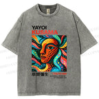 Unisex Yayoi Kusama Polka Dot Face Printed Washed Tee